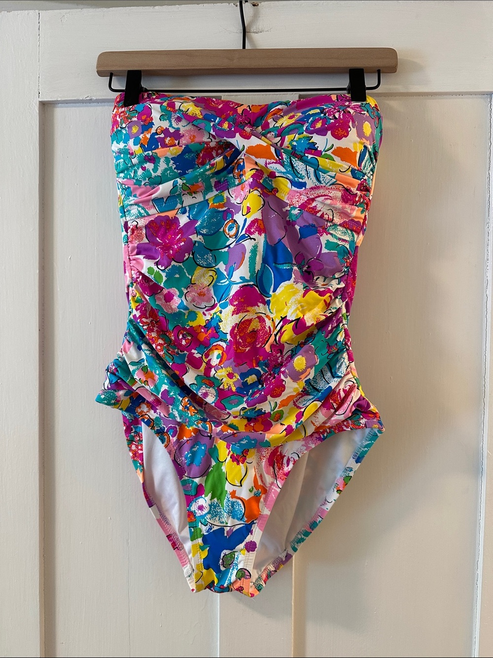 Vibrant floral one piece bathing suit
